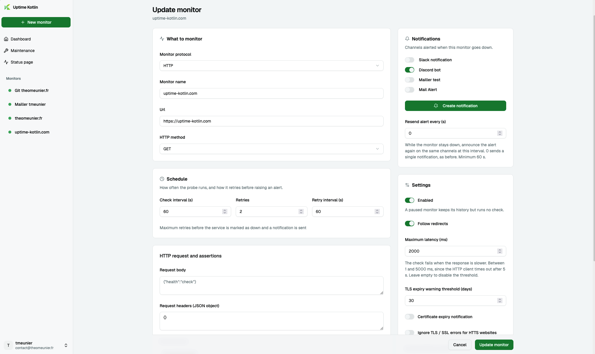 Create a monitor in Uptime Kotlin