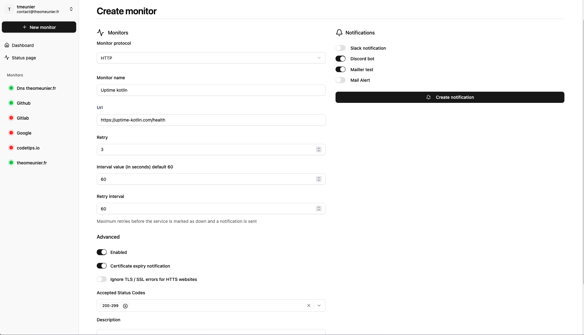 Create monitors easily in Uptime Kotlin